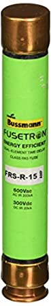 Bussmann FRS-R-15 Tron FRS-R Energy Efficient Non-Indicating Time Delay Fuse, 600 Vac/300 Vdc, 15 A