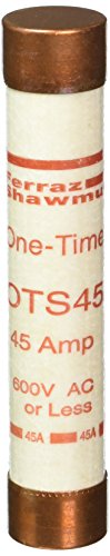 Mersen OTS Class K-5 General Purpose Fuse, 600VAC/300VDC, 50kA AC/20kA DC, 45 Ampere, 1-1/16" Diameter x 5-1/2" Length