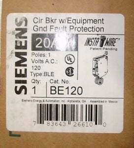 in Box Siemens Type BLE BE120 30MA GFCI Ground Fault Circuit Breaker Bolt in