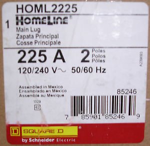 Square D HOML2225 225 Amp HOML2200 200 amp Subfeed Plug in Lug Block Homeline
