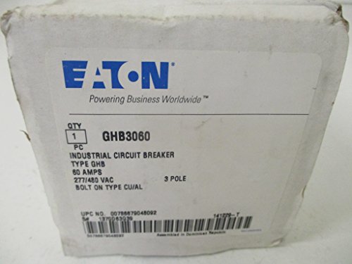 Eaton GHB3060 Bolt-On Mount Type GHB Molded Case Circuit Breaker 3-Pole 60 Amp 277/460 Volt AC 125/250 Volt DC