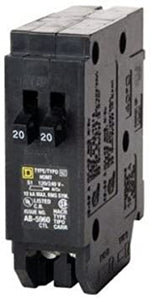 Square D HOMT2020 20/20 Amp Tandem Circuit Breaker, Brand Homeline *