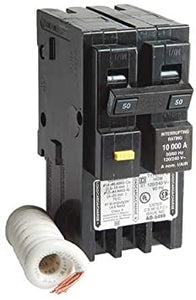 Circuit Breaker & Ground Fault Interrupter, Plug In, HOM250GFI, 2 Pole, 50A