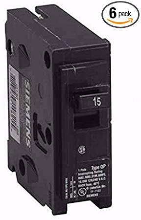 SIEMENS 6-Pack (6 Pack) Q115 Breaker, 15A, 1P, 120 VAC, Plug-In, Black