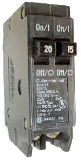 1- BD2015 - Cutler Hammer Circuit Breakers by Cutler & Hammer (MAY BE 2 BLACK HANDLES, OR RED AND BLUE HANDLES)