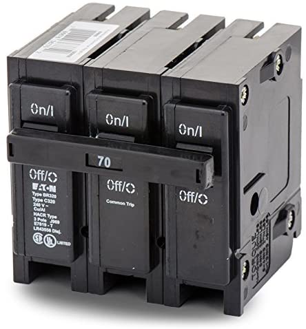 Br Series 3-Pole Breaker 70A Eaton Circuit Breakers BR370 786676368001 by Eaton