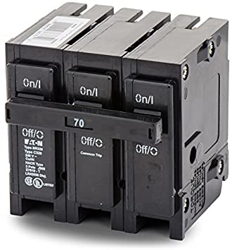 Br Series 3-Pole Breaker 70A Eaton Circuit Breakers BR370 786676368001 by Eaton