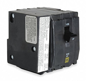 Square D Plug in Circuit Breaker, QO, Number of Poles 3, 20 Amps, 240VAC, Shunt Trip