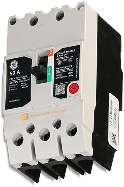 General Electric GE TEYD3050B Circuit Breaker 3 Pole 50A 480V/277V