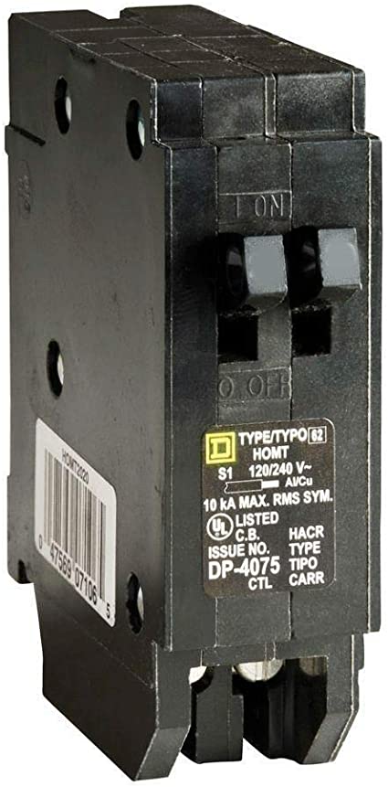 SCHNEIDER ELECTRIC 120/240-Volt 15-Amp HOMT1515 Miniature Circuit Breaker 120/240V 15A, black