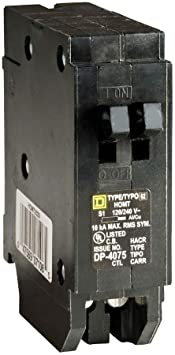 SCHNEIDER ELECTRIC 120/240-Volt 15-Amp HOMT1515 Miniature Circuit Breaker 120/240V 15A, black