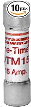 Mersen OTM15 250V 15A 1-0.5X13/32 Mid Fuse, 10-Pack