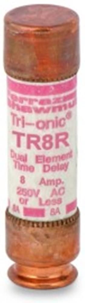 Ferraz Shamwut/Mersen TR-8R, 8 Amp (8A) 250V Fusetron Dual Element Time-Delay Current Limiting Class RK5 Fuse, UL Listed