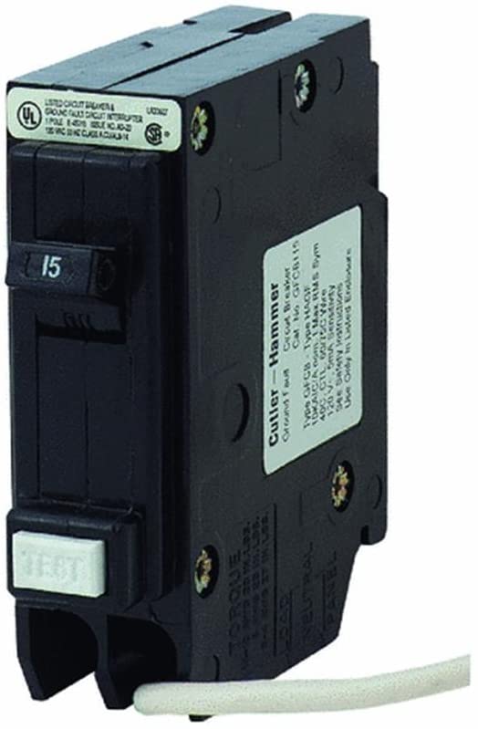 Eaton Corporation GFCB115CS Single Pole Ground Fault Interrupter Circuit Breaker, 120V, 15-Amp