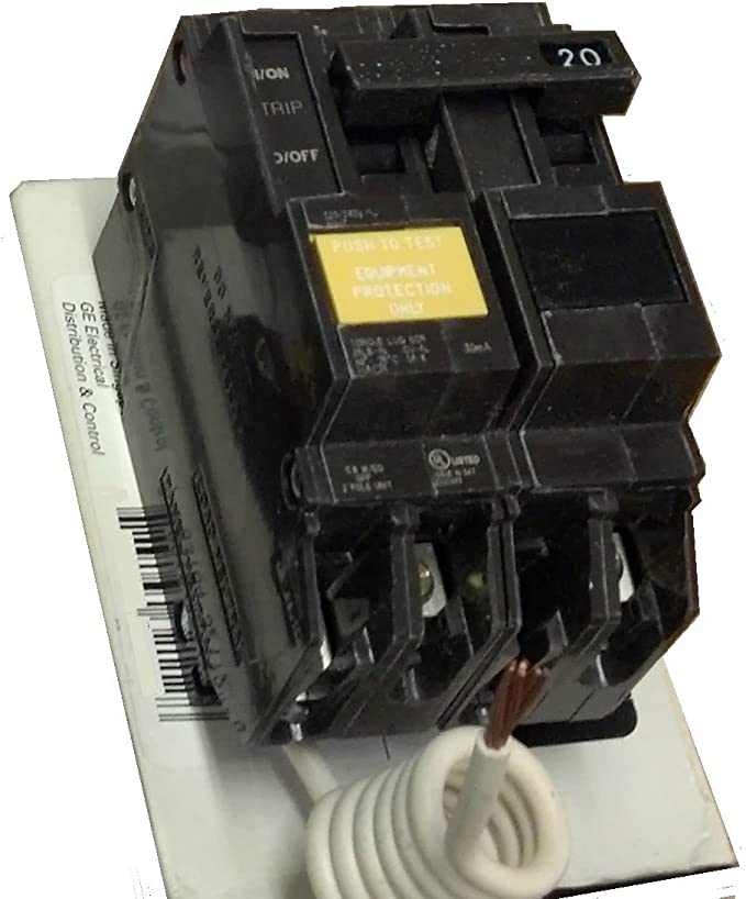 GE THQL plug in CIRCUIT BREAKER, 20 AMPERE with groud fault equipment protection