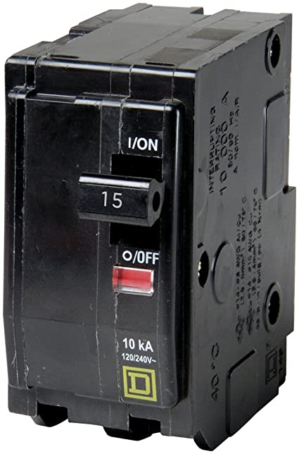 Square D QO215 Miniature Circuit Breaker, 120/240 VAC, 15 A, 10 kA Interrupt, 2 Poles, Thermal Magnetic Trip