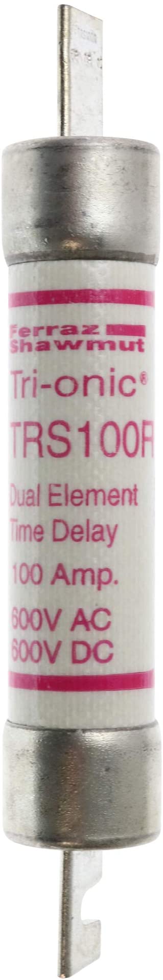 Mersen TRS100R Dual Element Midget Class RK5 Rejection Current-Limiting Time Delay Fuse 100 Amp 600 Volt AC/DC Tri-Onic, White