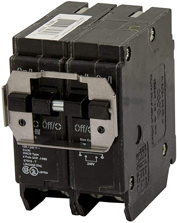 Eaton BQC220220 Plug-On Mount Type BQC Quadplex Circuit Breaker 4-Pole (2) 20 Amp 120/240 Volt