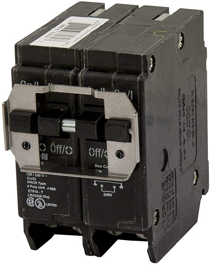 Eaton BQC220220 Plug-On Mount Type BQC Quadplex Circuit Breaker 4-Pole (2) 20 Amp 120/240 Volt