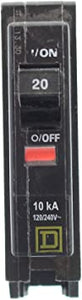 Square D QOB120 Bolt-On QOB Type Circuit Breaker, 120/240-Volt, 1-Pole, 20-Amp