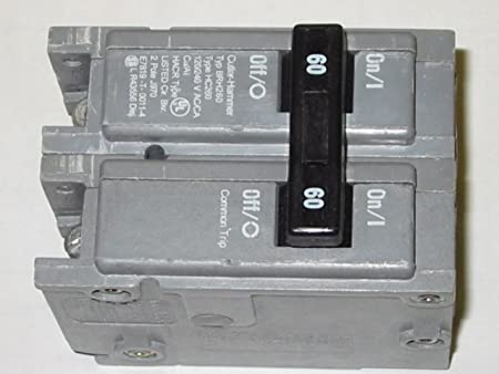 BRH260 EATON CUTLER HAMMER 22,000 IR, 60 AMP, 2 POLE BR SERIES CIRCUIT BREAKER, 22K, PLUG-IN, 60A 2P