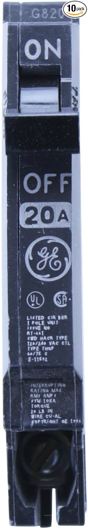 Ge THQP120 Type THQP 1 Pole 20A 120/240V Plug-In Circuit Breaker (10 Pack)