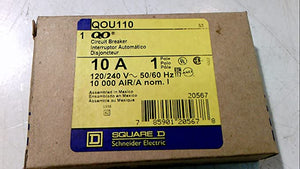 Thermal Magnetic Circuit Breaker, Miniature, QO Series, 240 VAC, 10 A, 1 Pole, DIN Rail