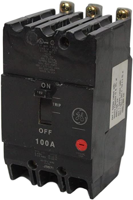 TEY3100 GENERAL ELECTRIC 480 VAC 100 Amp 3 Pole CIRCUIT BREAKER