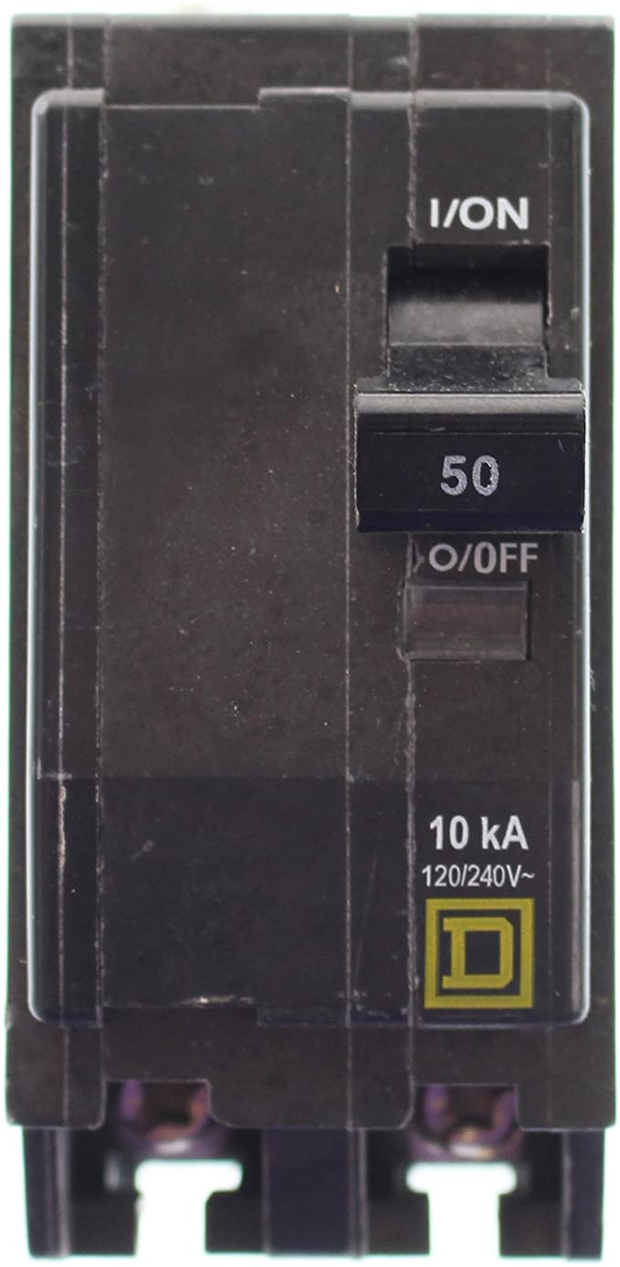 Square D QOB250 Bolt On Circuit Breaker 2P 50 Amp 120/240VAC/48VDC, Black