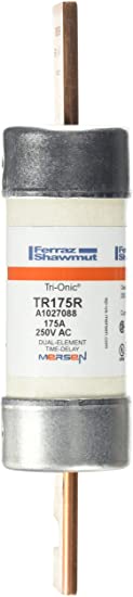 Mersen TR-R Tri-Onic Time-Delay/Class RK5 Fuse, 250VAC/250VDC, 200kA AC/20kA DC, 175 Ampere, 1-9/16" Diameter x 7-1/8" Length