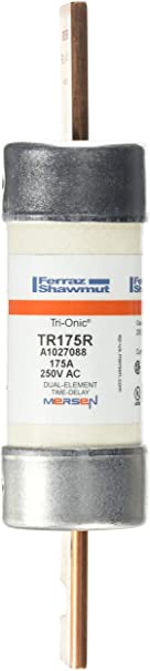 Mersen TR-R Tri-Onic Time-Delay/Class RK5 Fuse, 250VAC/250VDC, 200kA AC/20kA DC, 175 Ampere, 1-9/16" Diameter x 7-1/8" Length