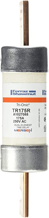 Mersen TR-R Tri-Onic Time-Delay/Class RK5 Fuse, 250VAC/250VDC, 200kA AC/20kA DC, 175 Ampere, 1-9/16" Diameter x 7-1/8" Length