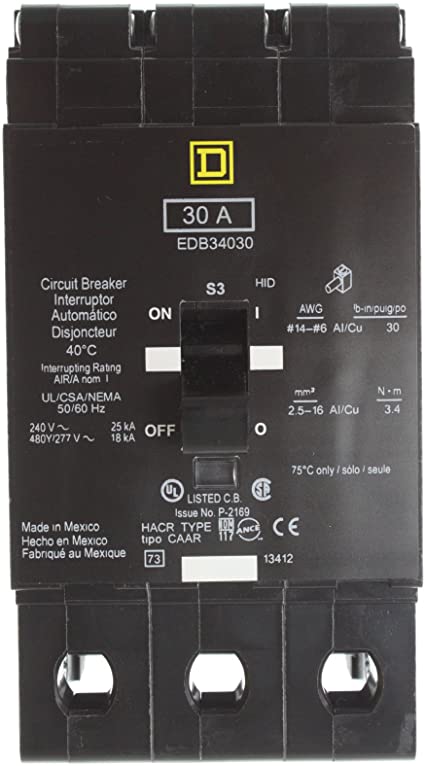 SCHNEIDER ELECTRIC EDB34030 Miniature Circuit Breaker 480Y/277-Volt 30-Amp Electrical Box