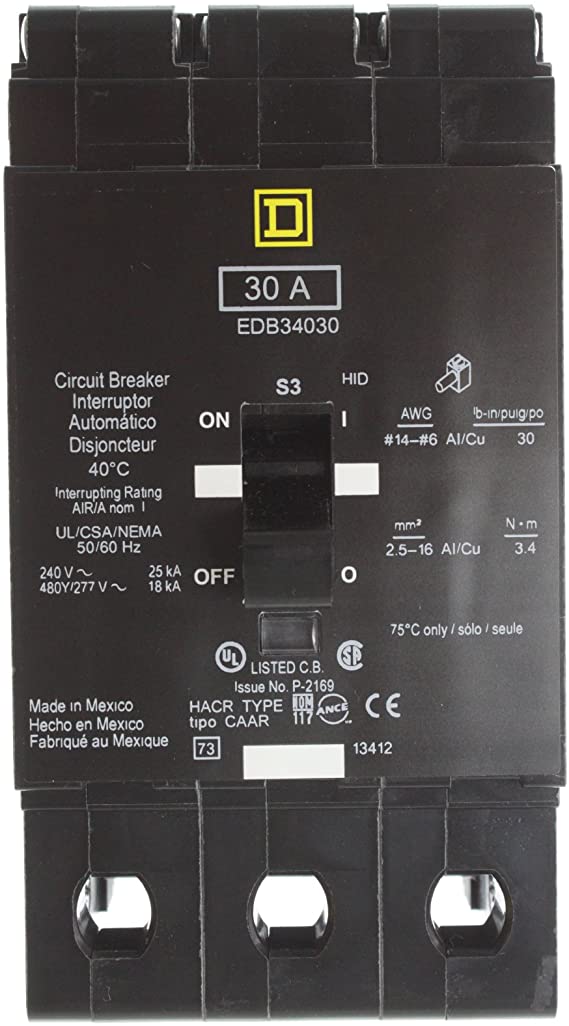 SCHNEIDER ELECTRIC EDB34030 Miniature Circuit Breaker 480Y/277-Volt 30-Amp Electrical Box