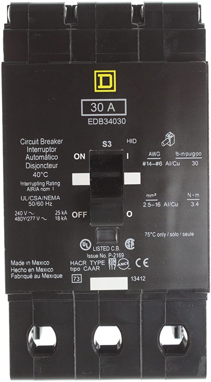 SCHNEIDER ELECTRIC EDB34030 Miniature Circuit Breaker 480Y/277-Volt 30-Amp Electrical Box