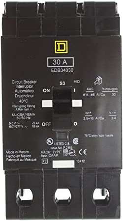 SCHNEIDER ELECTRIC EDB34030 Miniature Circuit Breaker 480Y/277-Volt 30-Amp Electrical Box