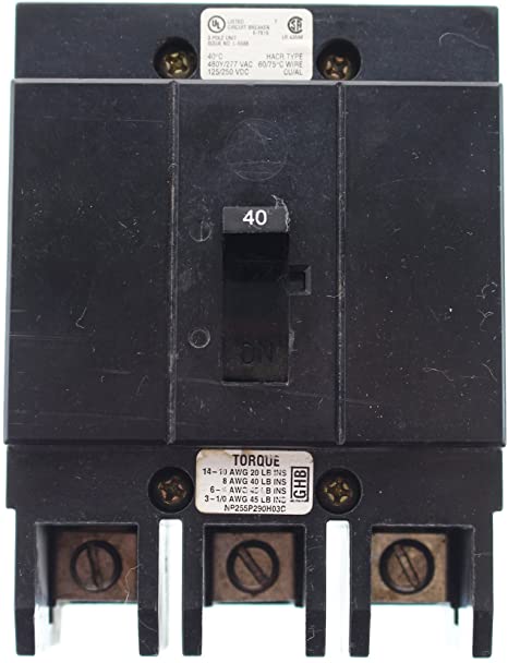 Eaton Cutler-Hammer Cutler Hammer GHB3040 Circuit Breaker, 480/277-Volt, 3-Pole, 40-Amp, Type GHB, Black