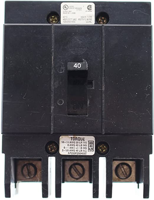 Eaton Cutler-Hammer Cutler Hammer GHB3040 Circuit Breaker, 480/277-Volt, 3-Pole, 40-Amp, Type GHB, Black