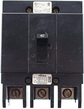 Eaton Cutler-Hammer Cutler Hammer GHB3040 Circuit Breaker, 480/277-Volt, 3-Pole, 40-Amp, Type GHB, Black