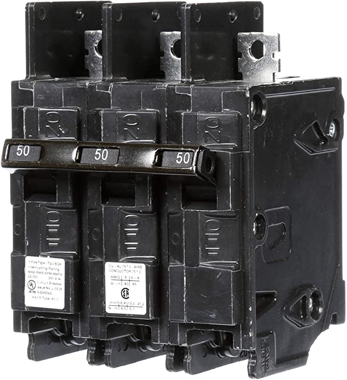 Siemens BQ3B050H 50-Amp Three Pole 240-Volt 22KAIC Lug In/Lug Out Breaker