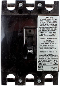 Cutler Hammer CC3100X CC Frame Main Circuit Breaker, 100A, 3-Pole, 120/208V