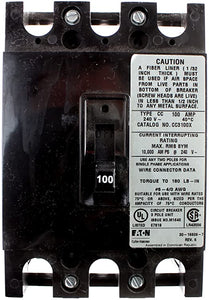 Cutler Hammer CC3100X CC Frame Main Circuit Breaker, 100A, 3-Pole, 120/208V