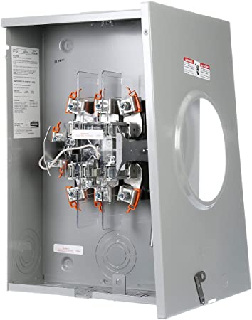 Murray RH173GR 3-Phase Meter Socket with 7 Jaw, Ringless Cover, Lever Bypass, Overhead, Underground Feed and 7/8 Barrel Lock, 200-Amp