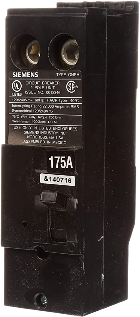 Siemens QN2175RH 175A Double Pole 120/240-Volt 22K type QNRH Circuit Breaker