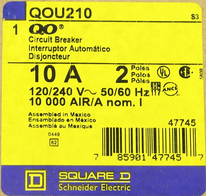 SCHNEIDER ELECTRIC QOU210 Miniature Circuit Breaker 120/240V 10-Amp Miniature Circuit Breaker 120/240V 40A