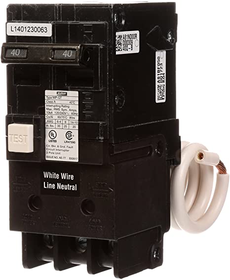Murray MP240GFA 40 Amp 2-Pole GFCI Circuit Breaker with Self Test & Lockout Feature