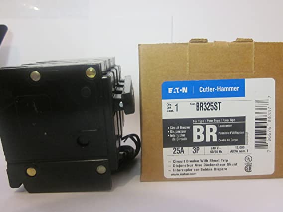 Cutler Hammer br325st Circuit Breaker, 3-Pole 25-Amp with shunt trip